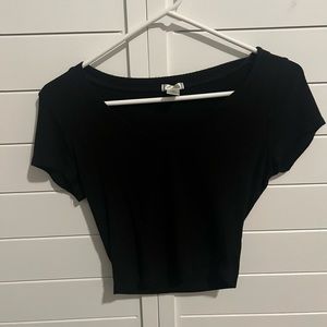 Black V-Neck Cropped Top